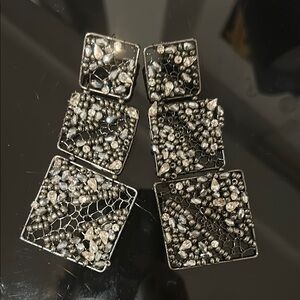 Elegant Black and Silver Statement Earrings